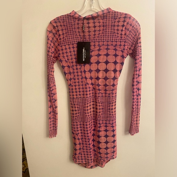 Pretty Little Things Size 6 Women’s MIDI Dress Dotty Mesh Long Sleeve Bodycon - Picture 4 of 11